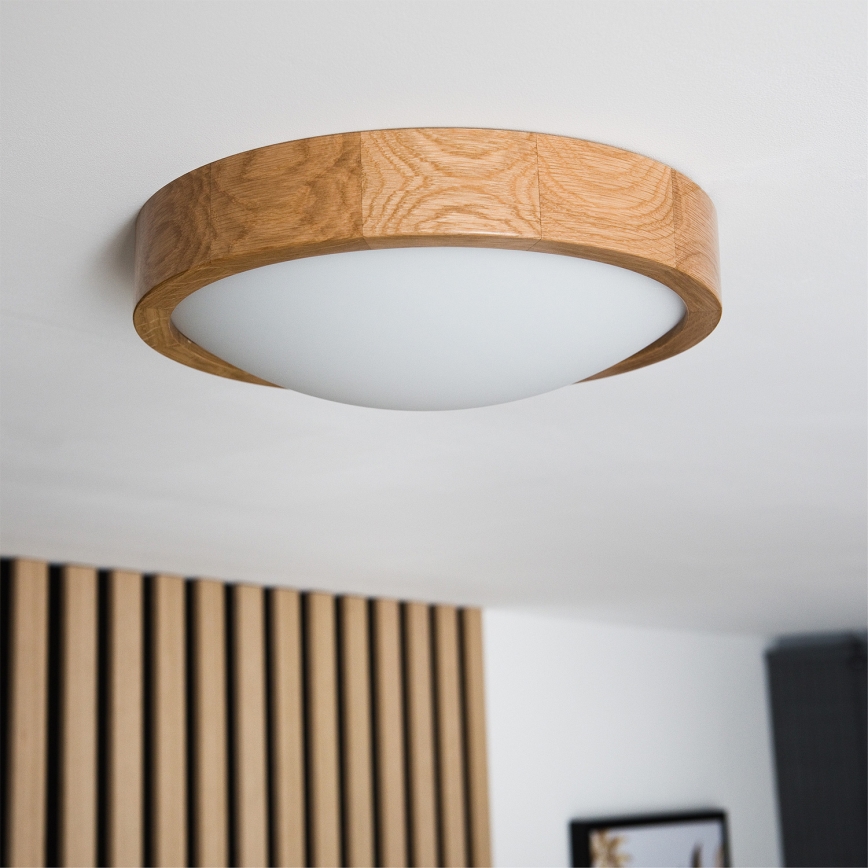 Brilagi - Plafoniera LED RGBW dimmerabile CARVALHO SLIM 1xE27/15W/230V 2700-6500K Wi-Fi rovere Ø 27 cm