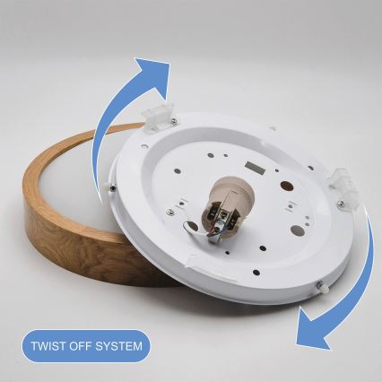 Brilagi - Plafoniera LED RGBW dimmerabile CARVALHO SLIM 1xE27/15W/230V 2700-6500K Wi-Fi rovere Ø 27 cm