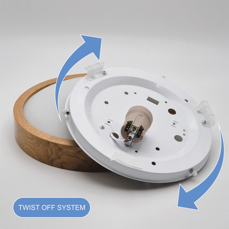 Brilagi - Plafoniera LED RGBW dimmerabile CARVALHO SLIM 1xE27/15W/230V 2700-6500K Wi-Fi rovere Ø 27 cm