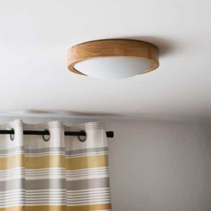 Brilagi - Plafoniera LED RGBW dimmerabile CARVALHO SLIM 1xE27/9W/230V 2700-6500K Wi-Fi rovere Ø 27 cm