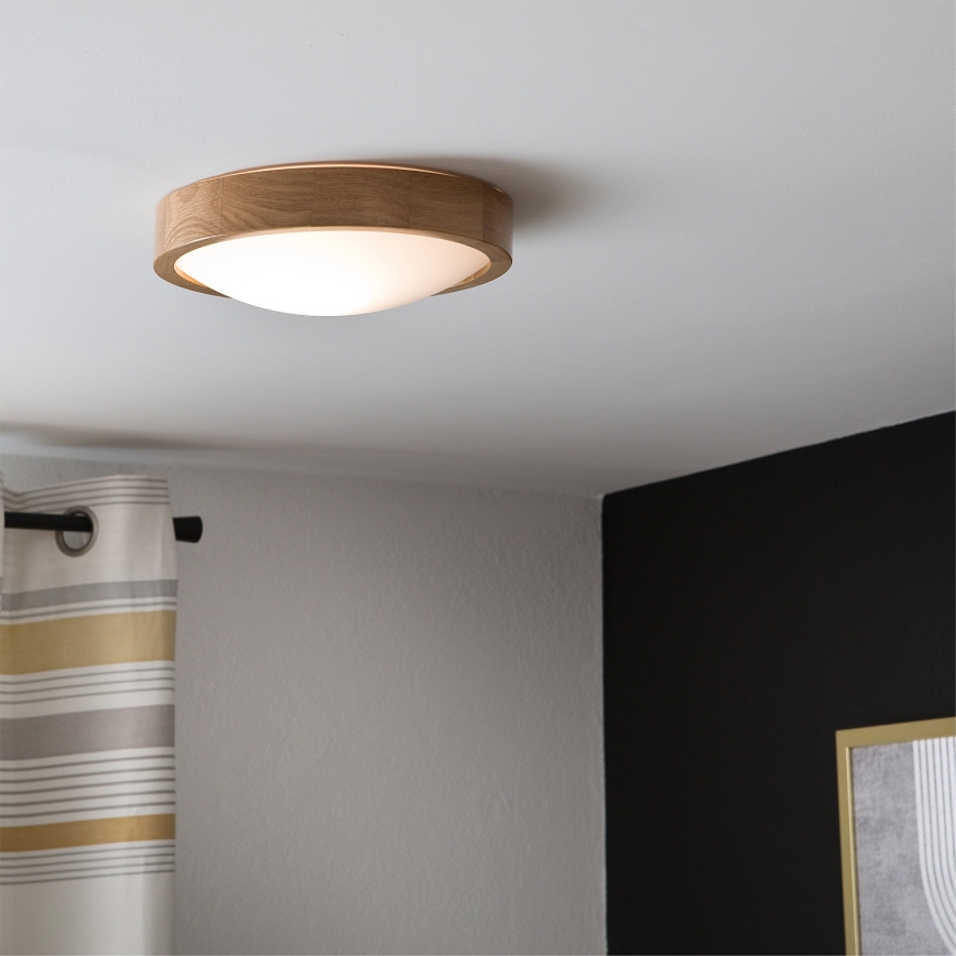 Brilagi - Plafoniera LED RGBW dimmerabile CARVALHO SLIM 1xE27/9W/230V 2700-6500K Wi-Fi rovere Ø 27 cm