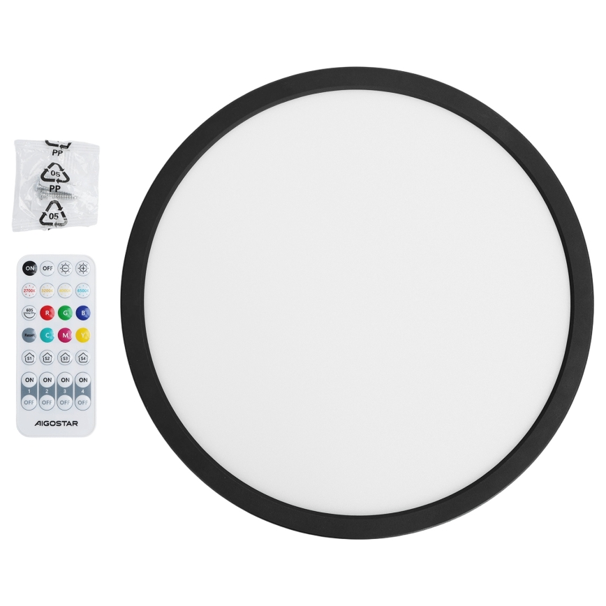 Brilagi - Plafoniera LED RGBW dimmerabile VIBE LED/24W/230V 3000-6500K nero + telecomando