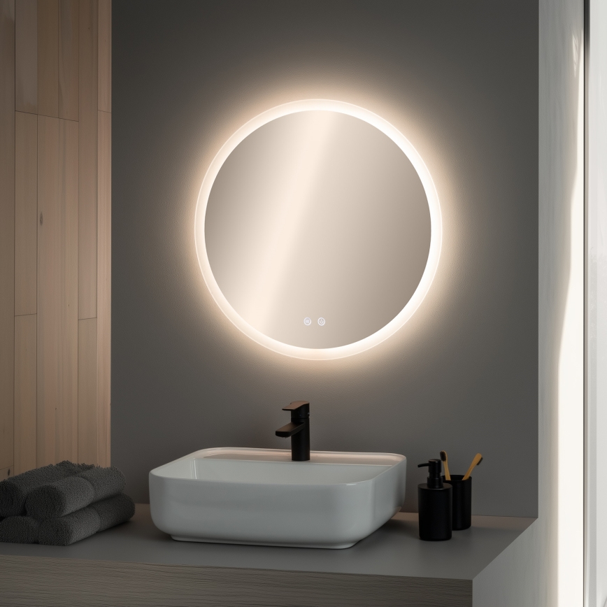 Brilagi - Specchio da bagno riscaldato LED RGBW CLARA PRO LED/19W/230V Ø 60 cm IP44 CRI 90 dimmerabile + CCT regolabile + telecomando