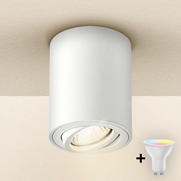 Brilagi - LED RGBW faretto dimmerabile MIA 1xGU10/4,8W/230V 3000K 100x80 mm bianco + telecomando