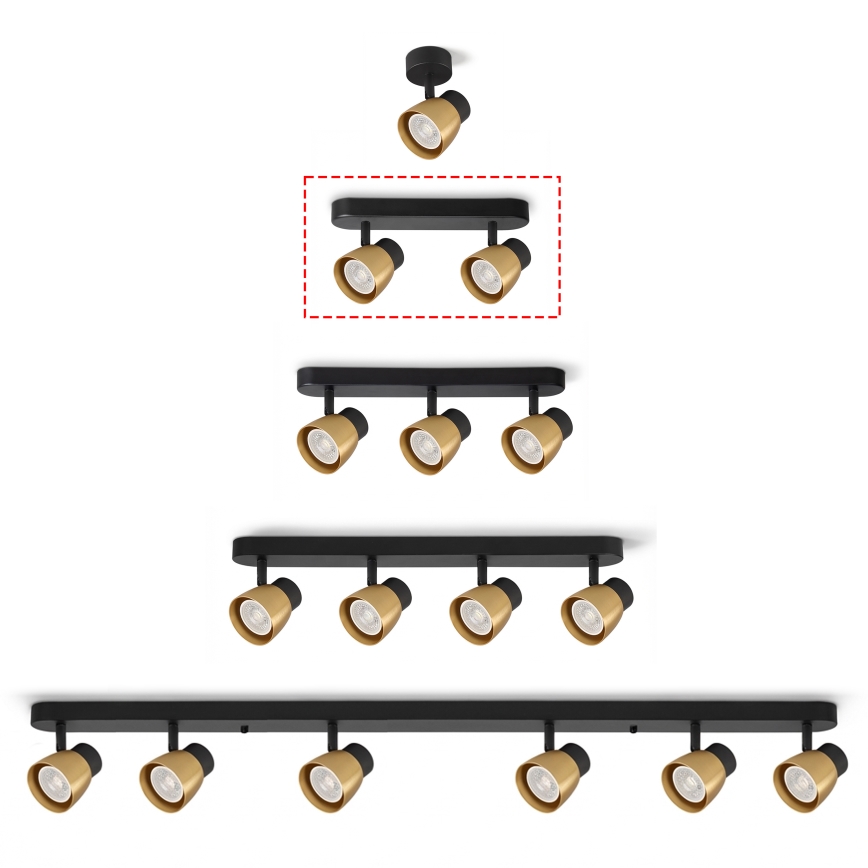 Brilagi - Faretto LED RGBW dimmerabile NUGGET 2xGU10/6W/230V 2700-6500K Wi-Fi nero/oro