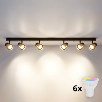 Brilagi - LED RGBW faretto dimmerabile NUGGET 6xGU10/6W/230V 2700-6500K Wi-Fi nero/oro