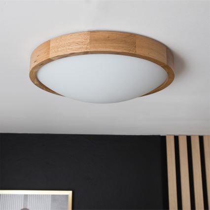 Brilagi - Plafoniera LED RGBW dimmerabile CARVALHO SLIM 2xE27/15W/230V 2700-6500K Wi-Fi rovere Ø 37 cm