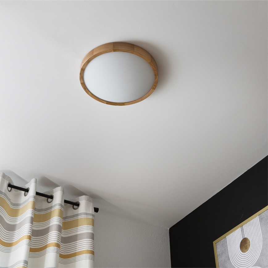 Brilagi - Plafoniera LED RGBW dimmerabile CARVALHO SLIM 2xE27/15W/230V 2700-6500K Wi-Fi rovere Ø 37 cm