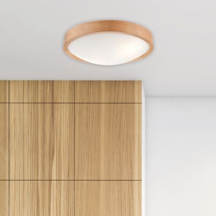 Brilagi - Plafoniera LED RGBW dimmerabile CARVALHO SLIM 2xE27/15W/230V 2700-6500K Wi-Fi rovere Ø 37 cm