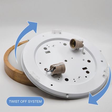 Brilagi - Plafoniera LED RGBW dimmerabile CARVALHO SLIM 2xE27/15W/230V 2700-6500K Wi-Fi rovere Ø 37 cm