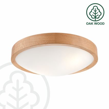 Brilagi - Plafoniera LED RGBW dimmerabile CARVALHO SLIM 2xE27/15W/230V 2700-6500K Wi-Fi rovere Ø 37 cm