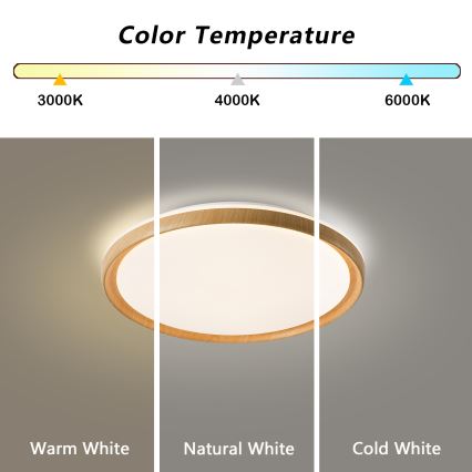 Brilagi - Plafoniera LED dimmerabile RIVO LED/72W/230V 3000–6000K effetto legno Ø 50 cm + telecomando