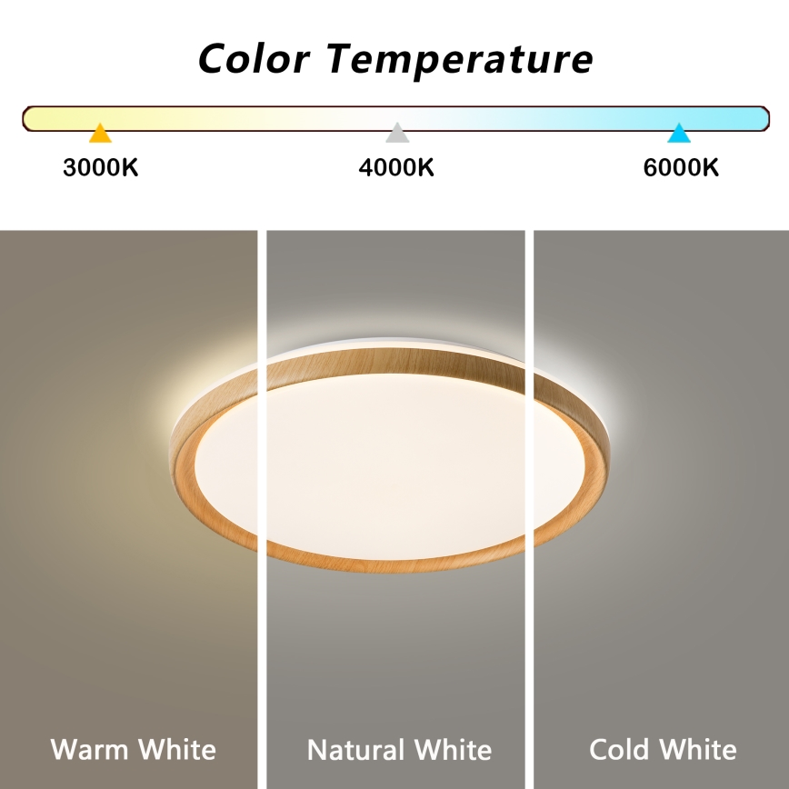 Brilagi - Plafoniera LED dimmerabile RIVO LED/72W/230V 3000–6000K effetto legno Ø 50 cm + telecomando