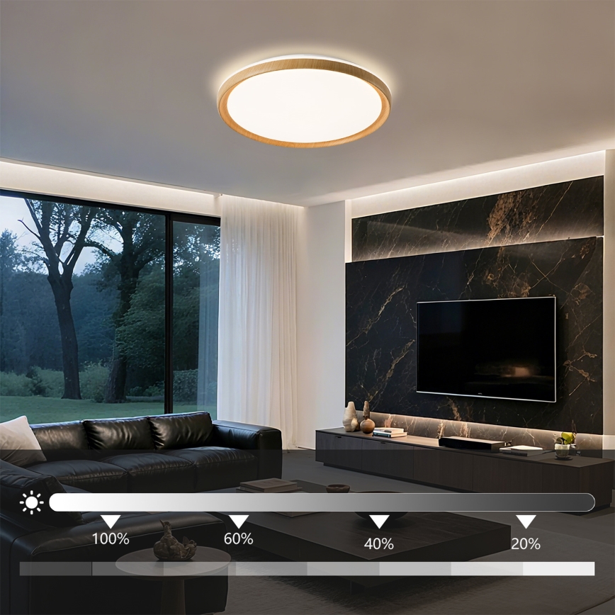 Brilagi - Plafoniera LED dimmerabile RIVO LED/72W/230V 3000–6000K effetto legno Ø 50 cm + telecomando
