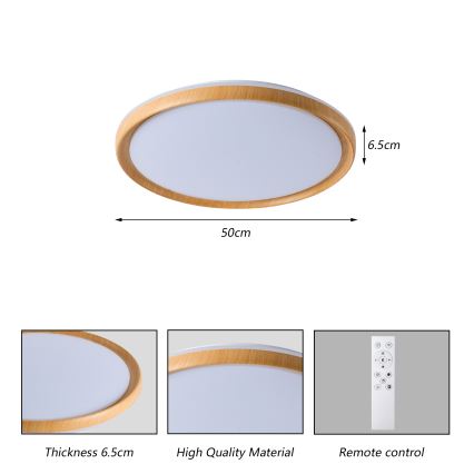 Brilagi - Plafoniera LED dimmerabile RIVO LED/72W/230V 3000–6000K effetto legno Ø 50 cm + telecomando