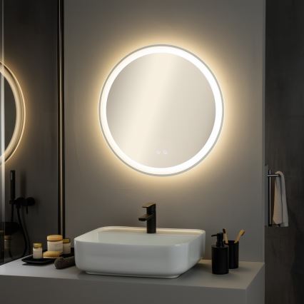 Brilagi - Specchio da bagno riscaldato LED AVA ECO LED/11,5W/230V Ø 60 cm IP44 CRI 90 dimmerabile + CCT
