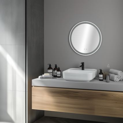 Brilagi - Specchio da bagno riscaldato a LED AVA PRO, 18,5 W / 230 V, Ø 60 cm, IP44, CRI 90, dimmerabile + CCT, antiappannamento integrato