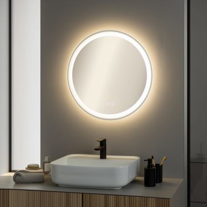 Brilagi - Specchio da bagno riscaldato a LED AVA PRO, 18,5 W / 230 V, Ø 60 cm, IP44, CRI 90, dimmerabile + CCT, antiappannamento integrato