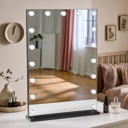 BRILAGI - Specchio da trucco dimmerabile a LED HOLLYWOOD LED/15W/230V CCT + 2x USB 55x77 cm nero