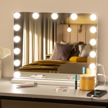 BRILAGI - LED Specchio da trucco dimmerabile HOLLYWOOD LED/15W/230V CCT + USB bianco
