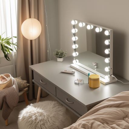 BRILAGI - LED Specchio da trucco dimmerabile HOLLYWOOD LED/15W/230V CCT + USB bianco