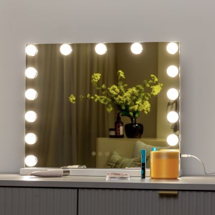 BRILAGI - LED Specchio da trucco dimmerabile HOLLYWOOD LED/15W/230V CCT + USB bianco
