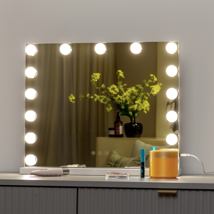 BRILAGI - LED Specchio da trucco dimmerabile HOLLYWOOD LED/15W/230V CCT + USB bianco