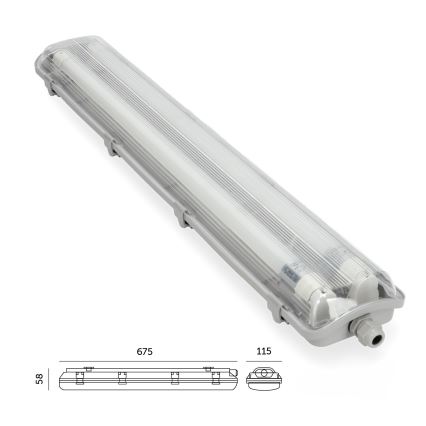BRILAGI - Corpo illuminante LED tecnico antipolvere OPTIMA T8 2xG13/9W/230V 4000K IP65 67,5 cm