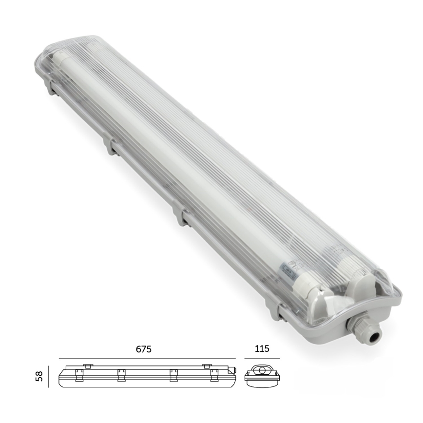 BRILAGI - Corpo illuminante LED tecnico antipolvere OPTIMA T8 2xG13/9W/230V 4000K IP65 67,5 cm