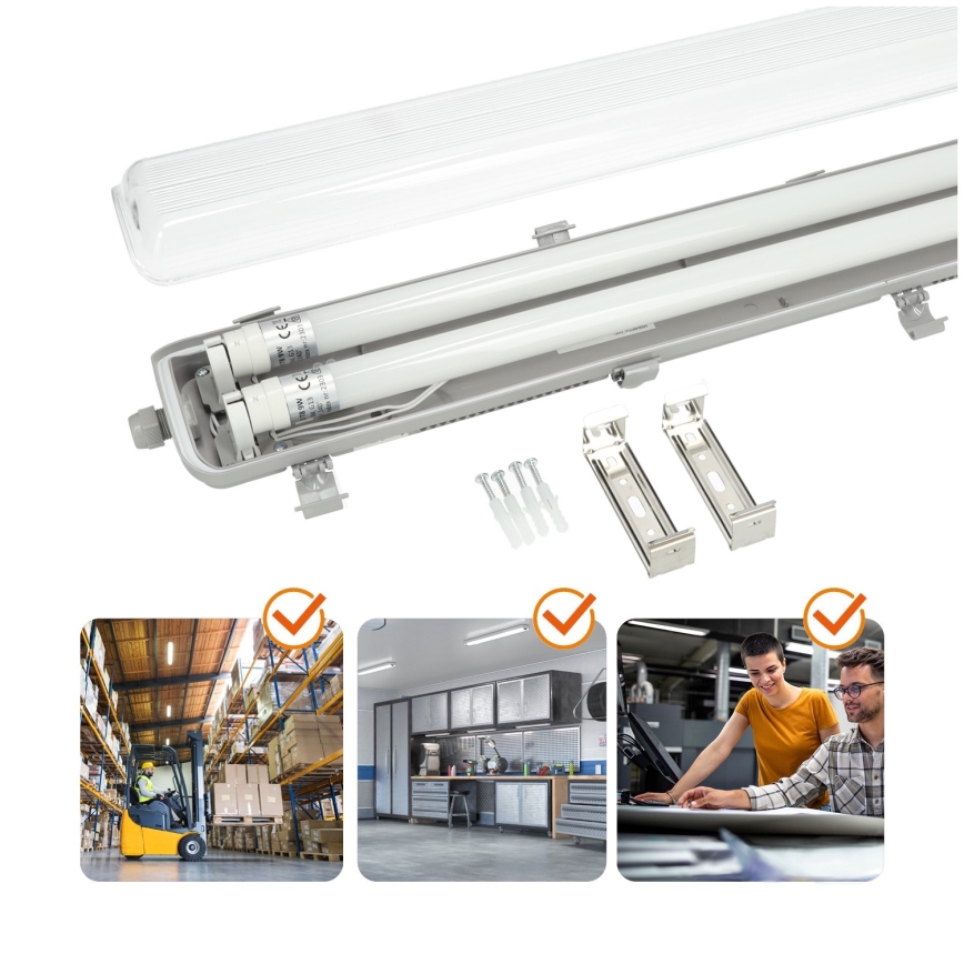 Brilagi - Apparecchio LED tecnico antipolvere per tubi T8 OPTIMA 2xG13/18W/230V 4000K IP65 128 cm