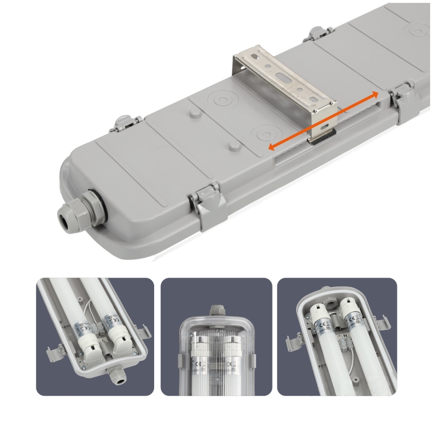Brilagi - Apparecchio LED tecnico antipolvere per tubi T8 OPTIMA 2xG13/18W/230V 4000K IP65 128 cm