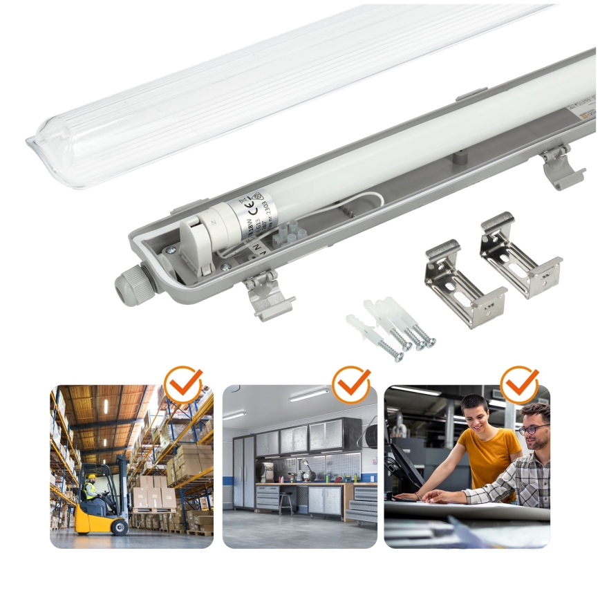 BRILAGI - Apparecchio LED tecnico antipolvere OPTIMA T8 1xG13/18W/230V 4000K IP65 128 cm