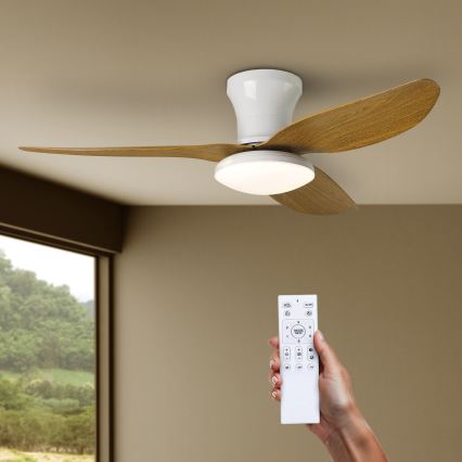 Brilagi - Ventilatore da soffitto dimmerabile a LED LED/30W/230V 3000-6500K bianco/marrone + telecomando
