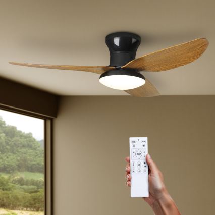 Brilagi - Ventilatore da soffitto dimmerabile a LED LED/30W/230V 3000-6500K nero/marrone + telecomando