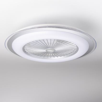 Brilagi - Luce LED dimmerabile con ventola RONDA LED/48W/230V 3000-6000K argento + telecomando