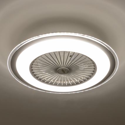 Brilagi - Luce LED dimmerabile con ventola RONDA LED/48W/230V 3000-6000K argento + telecomando