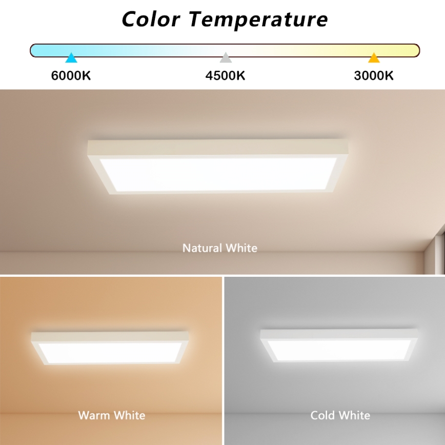 Brilagi - Plafoniera LED dimmerabile da bagno FRAME SMART LED/30W/230V 30x60 cm 3000-6000K IP44 bianco + telecomando