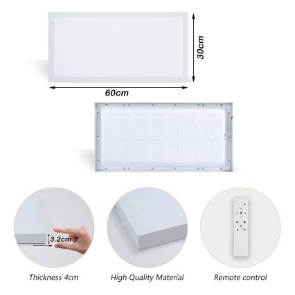 Brilagi - Plafoniera LED dimmerabile da bagno FRAME SMART LED/30W/230V 30x60 cm 3000-6000K IP44 bianco + telecomando