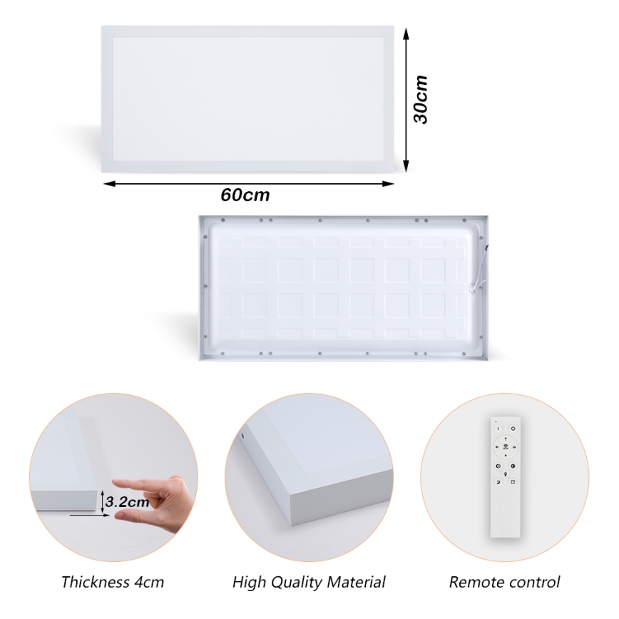 Brilagi - Plafoniera LED dimmerabile da bagno FRAME SMART LED/30W/230V 30x60 cm 3000-6000K IP44 bianco + telecomando