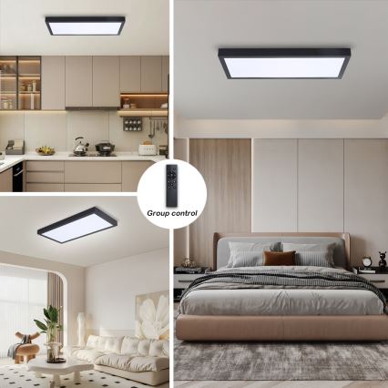 Brilagi - Plafoniera LED dimmerabile da bagno FRAME SMART LED/30W/230V 30x60 cm 3000-6000K  IP44 nero  + telecomando