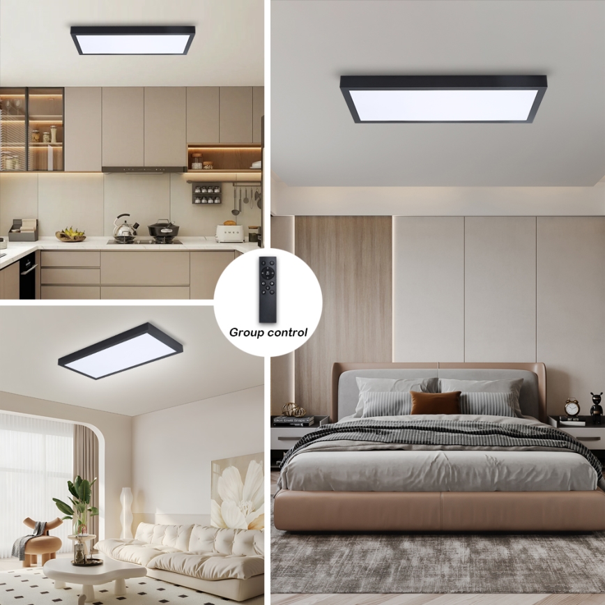 Brilagi - Plafoniera LED dimmerabile da bagno FRAME SMART LED/30W/230V 30x60 cm 3000-6000K  IP44 nero  + telecomando