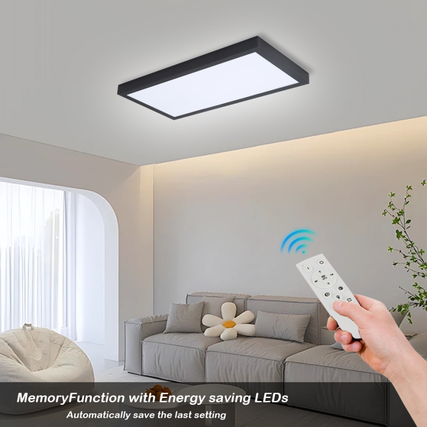Brilagi - Plafoniera LED dimmerabile da bagno FRAME SMART LED/30W/230V 30x60 cm 3000-6000K  IP44 nero  + telecomando