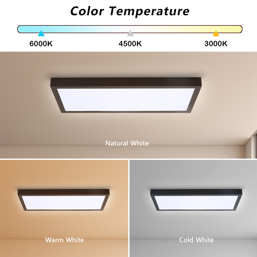 Brilagi - Plafoniera LED dimmerabile da bagno FRAME SMART LED/30W/230V 30x60 cm 3000-6000K  IP44 nero  + telecomando