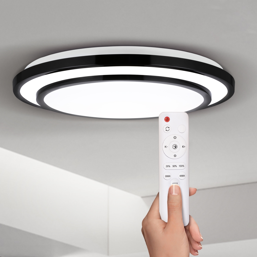 Brilagi - Plafoniera LED dimmerabile LUCIANO LED/48W/230V 3000-6500K ø 39 cm nero + telecomando