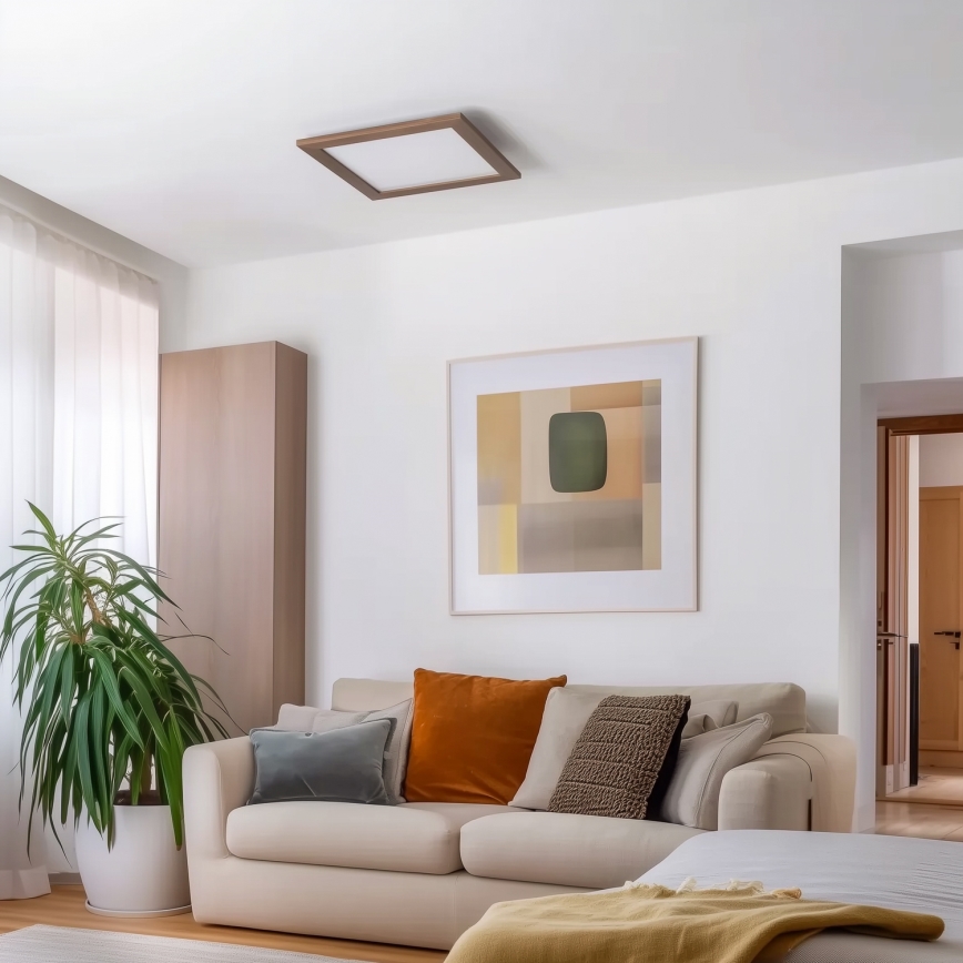 Brilagi - Plafoniera LED dimmerabile SLIMFRAME WOOD LED/36W/230V 49,5x49,5 cm 3000-6000K marrone scuro + telecomando