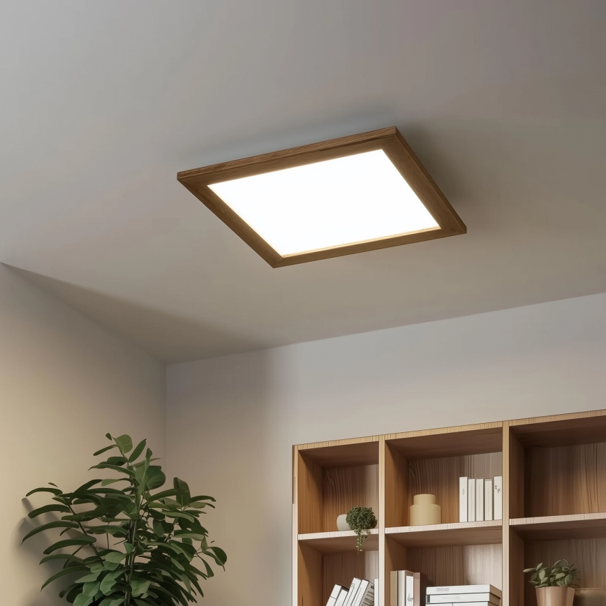 Brilagi - Plafoniera LED dimmerabile SLIMFRAME WOOD LED/36W/230V 49,5x49,5 cm 3000-6000K marrone + telecomando