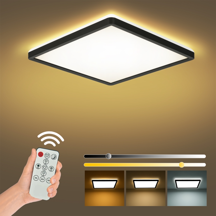 Brilagi - Plafoniera LED dimmerabile ULTRA SLIM LED/18W/230V 2700-6500K 30x30 cm nero + telecomando