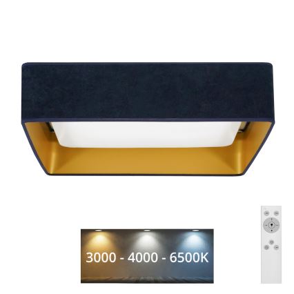 Brilagi - Plafoniera LED dimmerabile VELVET SQUARE LED/24W/230V 3000/4000/6500K + telecomando blu scuro