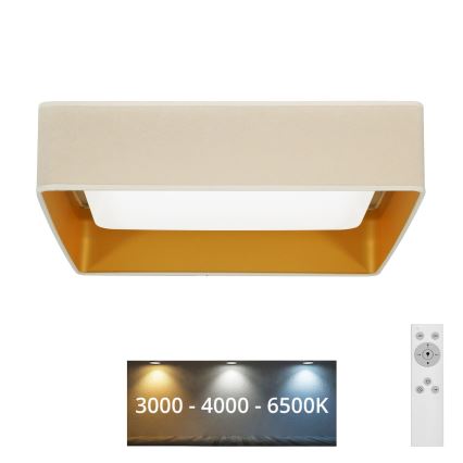 Brilagi - Plafoniera LED dimmerabile VELVET SQUARE LED/24W/230V 3000/4000/6500K + telecomando color crema