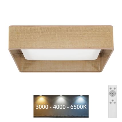 Brilagi - Plafoniera LED dimmerabile VELVET SQUARE LED/24W/230V 3000/4000/6500K + telecomando marrone